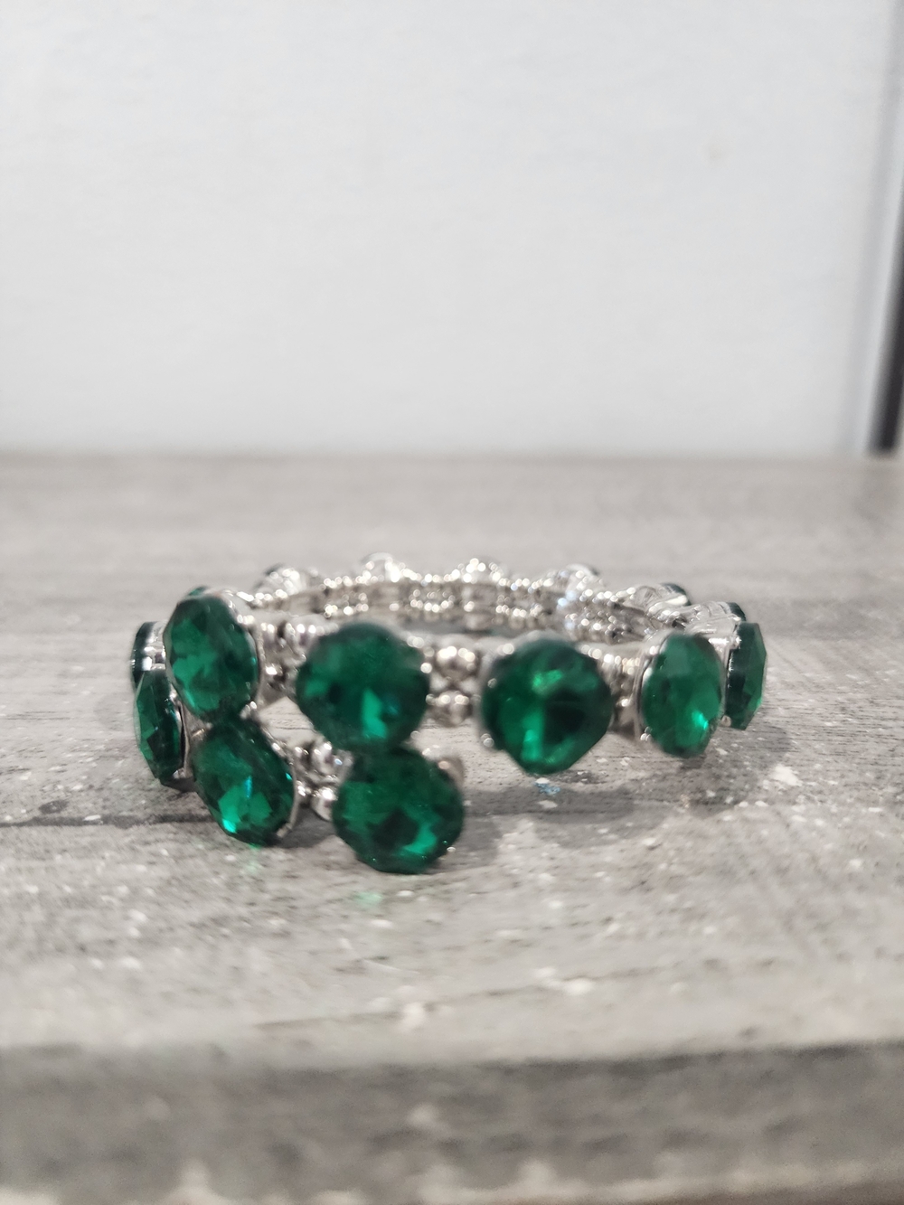 Emerald Green Crystal Stretch Bracelet -